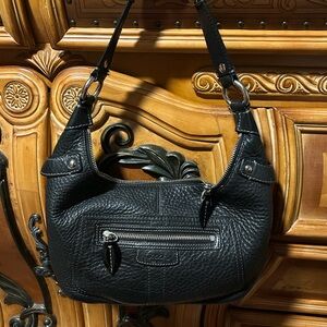 Coach Black Textured Leather Shoulder Bag